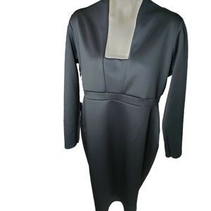 Boohoo Women's Deep  Square Neck  Plunge Midi Dress, Black  Plus Size 18